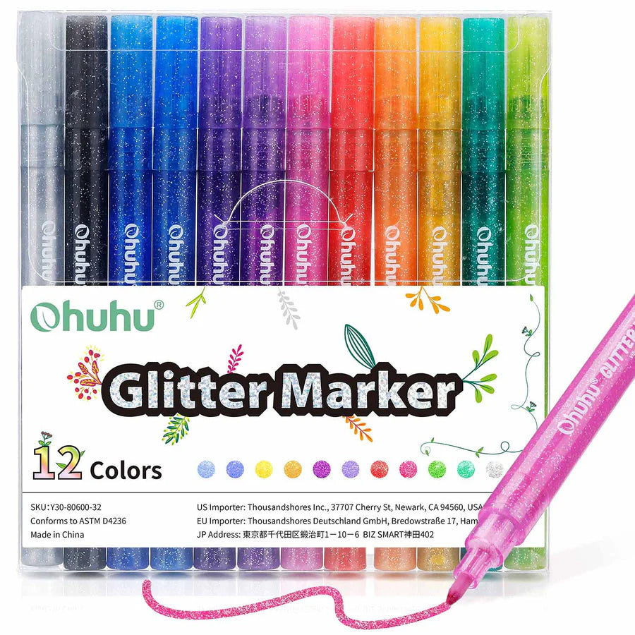 OhuhuGlitterMetallicMarkerPens12colorsbuycanada.webp
