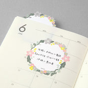 Notes autocollantes Midori à motif floral (découpées et feuille d'or)