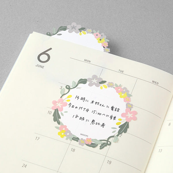Notes autocollantes Midori à motif floral (découpées et feuille d'or)
