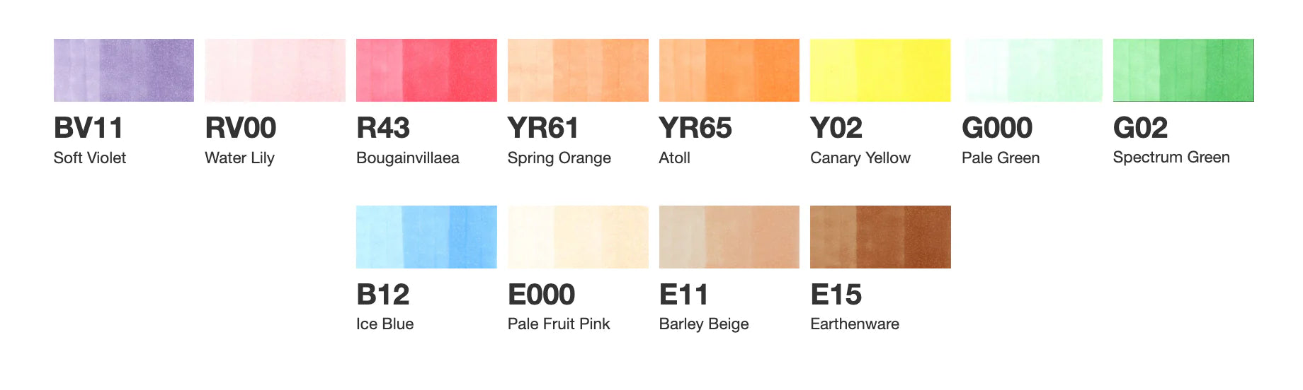 Copic Sketch Markers — 12 piece set (Set B)